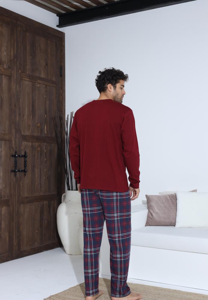 Pijama Barbati ,Maneca si Pantaloni Lungi,Culoare Rosu,Engros